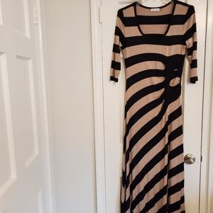 Long summer dress. Black abd tan
